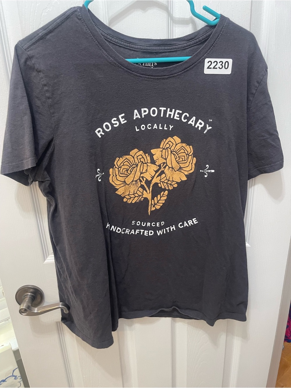 Rose Apothecary Graphic Short Sleeve Tee - Charcoal with Gold Print